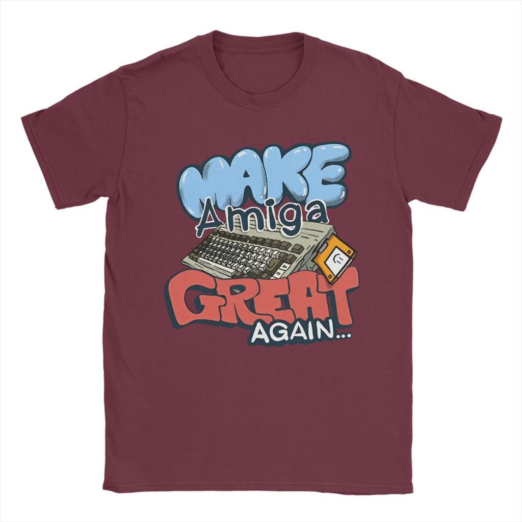 Футболка Streetwear Make Amiga Great Again Мужская 100% хлопок Короткий рукав Круглый вырез Летняя одежда