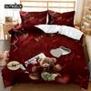 Festival Duvet Cover Set Valentine's Day Print Bedding Set Couple Romantic Polyester Quilt Cover for Lover Full Queen King Size