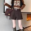 2025 Autumn/Winter Women's High-Waisted Wide-Leg Tweed Shorts - Slimming A-Line, Versatile and Fashionable Casual Bootcut