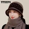 New Wool Hat Women's Autumn and Winter Faux Rabbit Fur Fleece Warm Knitted Basin Hat