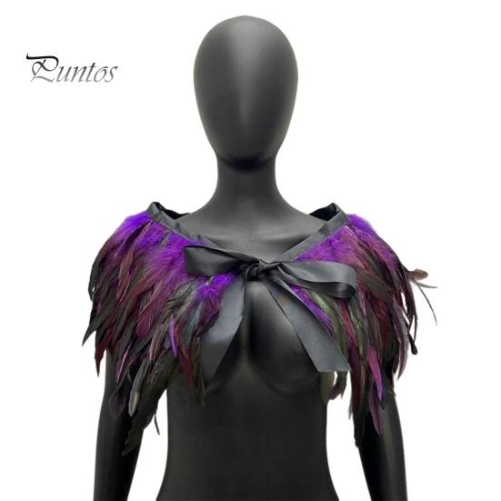 Женская шаль в готическом стиле, перьевая накидка, шарф, наплечная шаль, карнавальный костюм, винтажная шаль ручной работы с регулируемым атласным галстуком