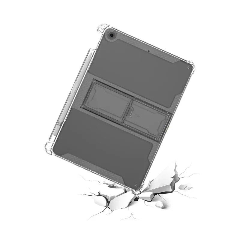 Прозрачная задняя крышка из ТПУ с подставкой для iPad 10.2 2021 2020 2019 (iPad 9, 8, 7 поколения) Чехол для карандашей 4 противоударные подушки безопасности