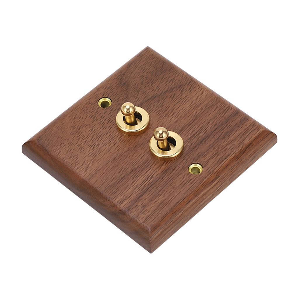 Двойной тумблерный переключатель ретро настенная панель из орехового дерева с латунным винтом 50 Гц 250 В
