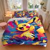 3Pcs Pikachu Energy Burst Bedding Set Soft Fabric Duvet Cover Pillowcases Home Christmas Xmas Halloween Gift 1 Duvet Cover 2 Pillowcase N1460