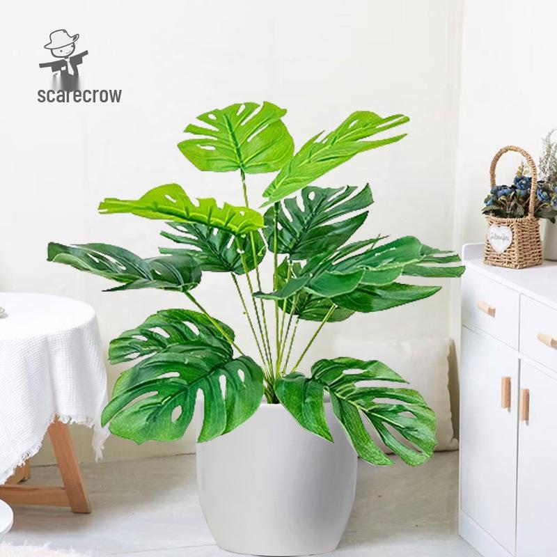 Nordic Monstera Artificial Plants - 12 Heads for Indoor/Outdoor Decor, Wall Art, and Landscaping