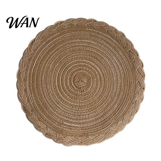 Eco-friendly Placemat 12 Inch Round Placemats, Polyester Woven Braided Place Mats, Washable Heat Resistant Circle Dining Table Mats for Kitchen