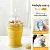 Foldable Silicone Ice Ball Maker Cup | Food Grade Material with Built-in Straw, Portable Summer Travel Drinking Cup