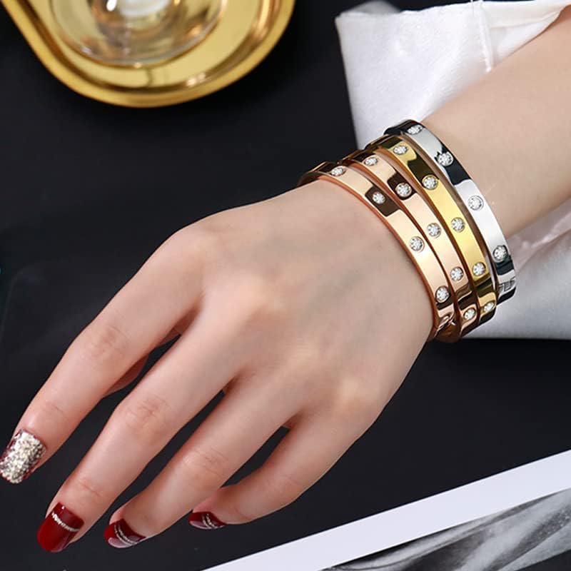 Браслеты с камнями фианита из нержавеющей стали, ювелирные изделия, подарки для женщин, девочек-подростков