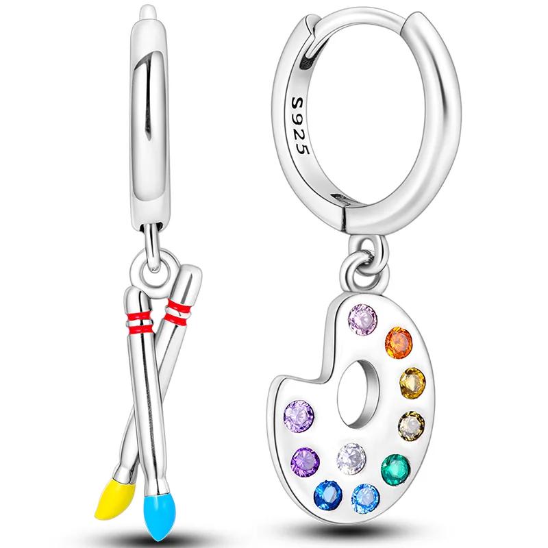 Sales100% S925 Стерлингового Серебра Звезда Луна В Форме Сердца Женские Серьги Подходят Оригинальные Серьги Свадебные Изящные Ювелирные Изделия Подарки