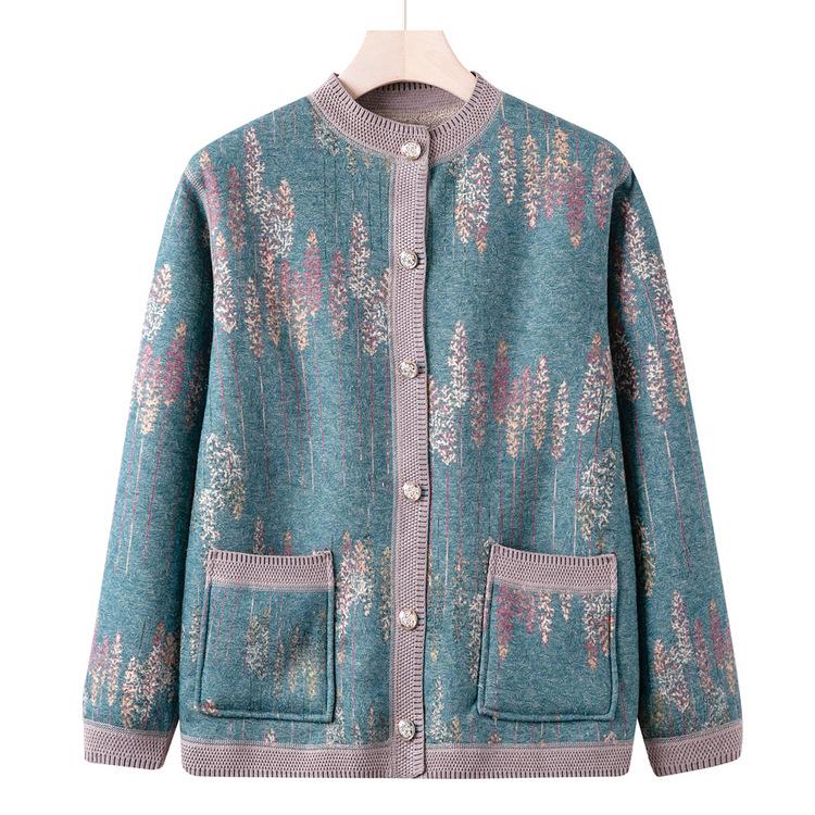 Теплый свитер для женщин среднего и пожилого возраста, бабушкин, плюс бархатная утолщенная куртка, модный топ для мамы на осень и зиму, одежда для пожилой женщины