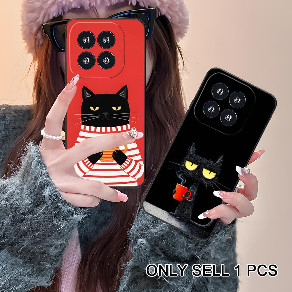 Милый Кофе Кот Матовый ТПУ Чехол для Мобильного Телефона для Xiaomi 15 14 13 12 Mi 11 T Ultra Lite Pro S X 5G Цветной Печатный Чехол