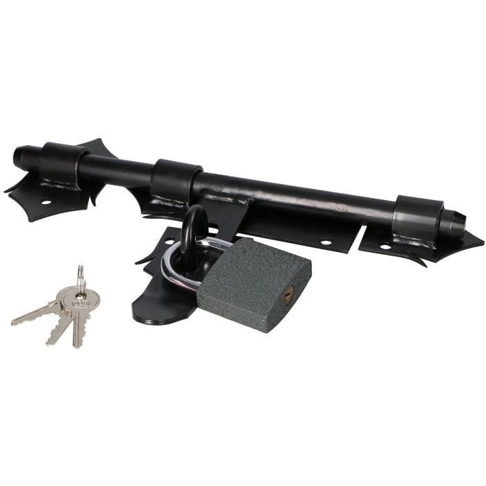 Verrou de porte - KOTARBAU - 270 mm - Acier massif - Revêtement en zinc - Noir