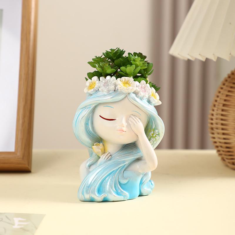 Artistic Resin Succulent Pot - Living Room Decor & Garden Ornament - Perfect Birthday Gift