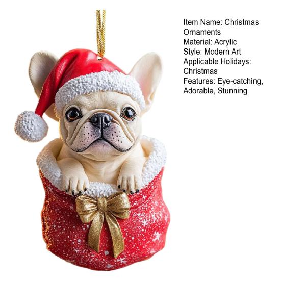 Рождественские украшения 3D Бульдог/Черепаха Подвесные украшения на рождественскую елку для зимней праздничной вечеринки Домашний декор