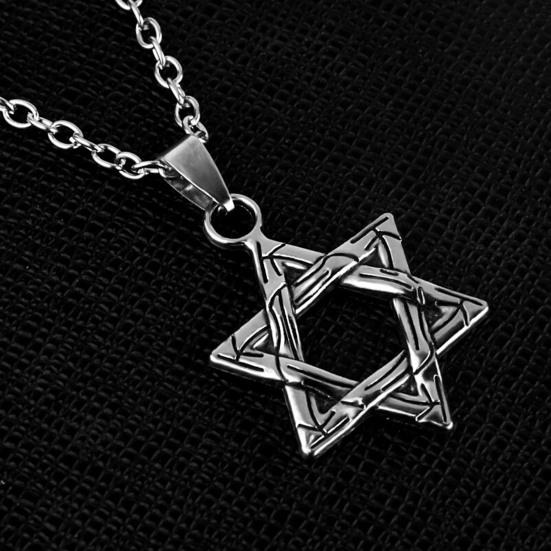 Unisex Hip Hop Hexagram Shape Pendant Necklace Chain Jewelry Accessory
