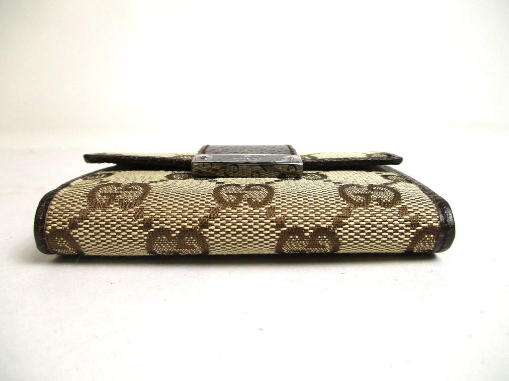 Authentic GUCCI GG Beige Canvas Brown Leather 6 Pics Key Chain #a465  Refurbished