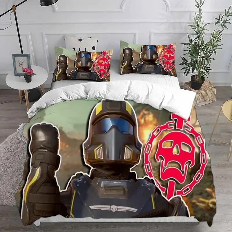 3D Helldivers 2 Bedding Collections Comforter Quilt Bed Cover Duvet Cover Pillow Case 2 3 Pieces Collections Boys Adult Size Home Use Textiles