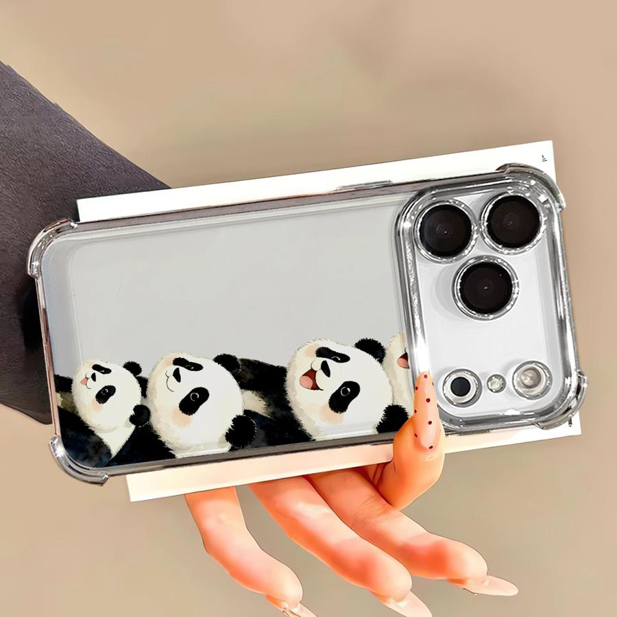 Phone Case for iPhone 13 12 11 Pro Max 17 Air 16e 16 15 14 Plus Clear Cover Panda Owl