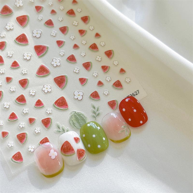 Cartoon Watermelon Nail Art Stickers Creative Self-Adhesive Nail Stickers Kawaii Nail Decals Diy Nail Decoration Accessories