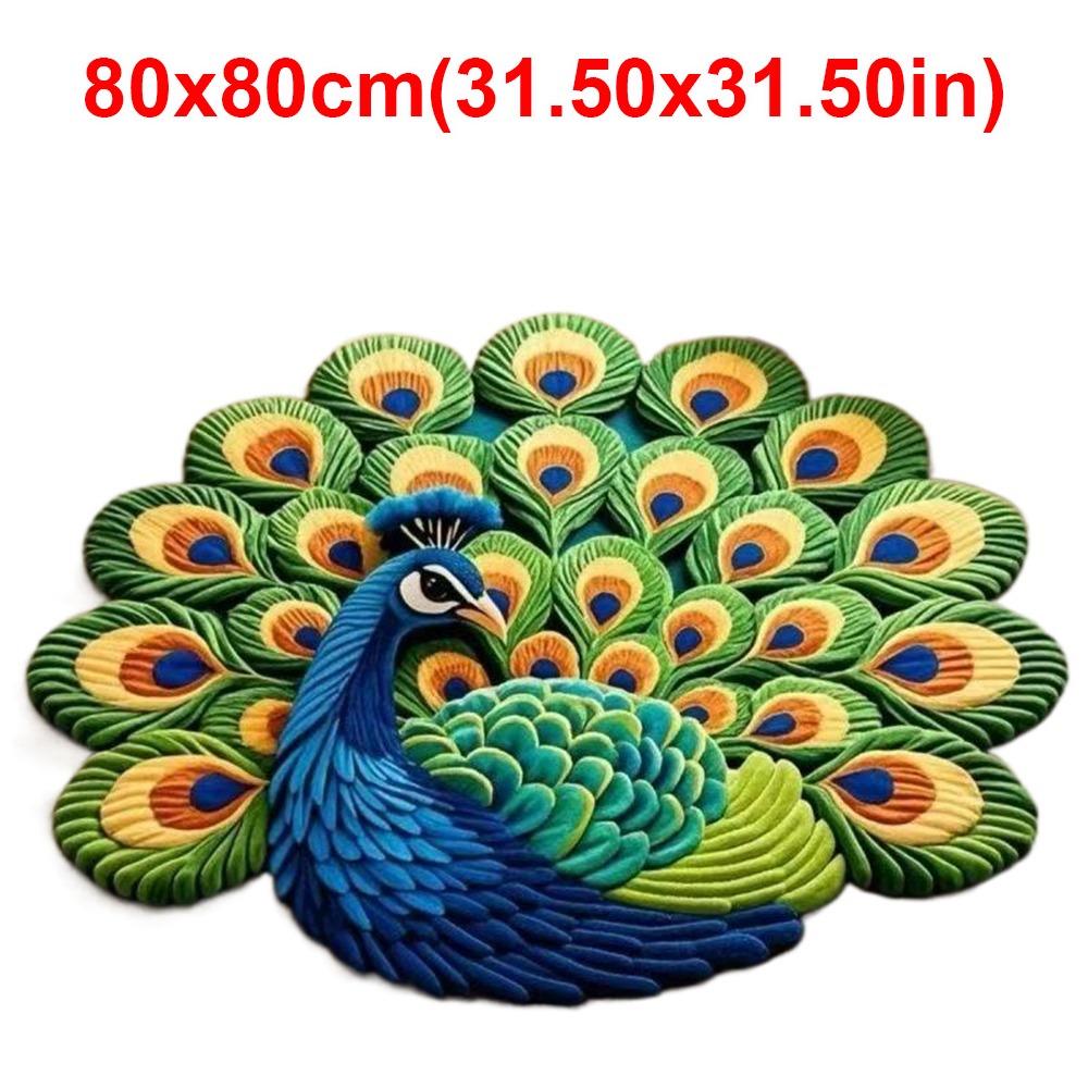 Soft Peacock Mat Special-shaped Door Gasket Bathroom Floor Mat for Living Room Tea Table Bedside