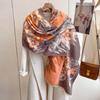 Double-Sided Imitation Cashmere Printed Scarf Women'S Warm Thickened Fringed Scarf Flower Blooming Rich Long Fashion Versatile Shawl