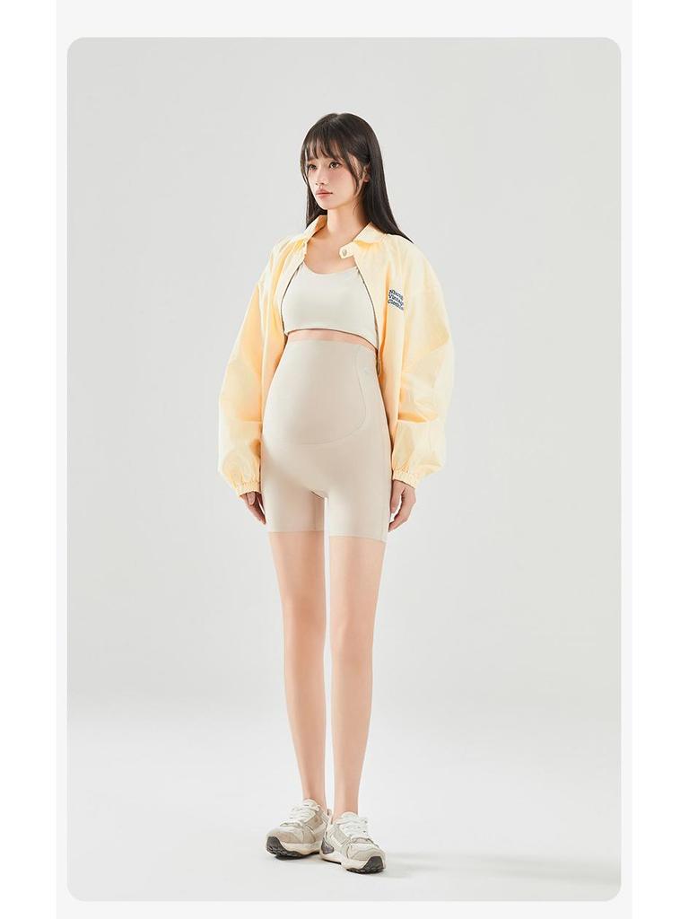 Plus Size High Elastic Maternity Support Shorts - Spring/Summer, Anti-Exposure