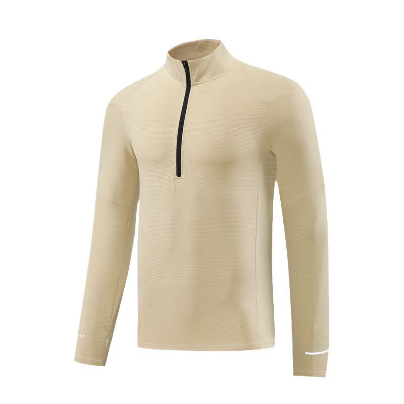 Мужская спортивная толстовка с половиной молнии, быстросохнущая - С длинным рукавом, эластичная, со стойкой, для бега и фитнеса осенью/зимой.