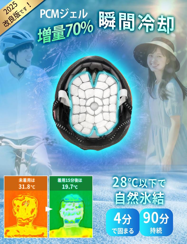 Шляпа Ледяная Шляпа Охлаждающая Подкладка для Шлема Популярная Новинка Улучшенная PCM Тепло Голова PCM Охлаждение Лед Лед Голова Велосипедная Ледяная Шапка Горный Комьютинг Рюкзак, [2025