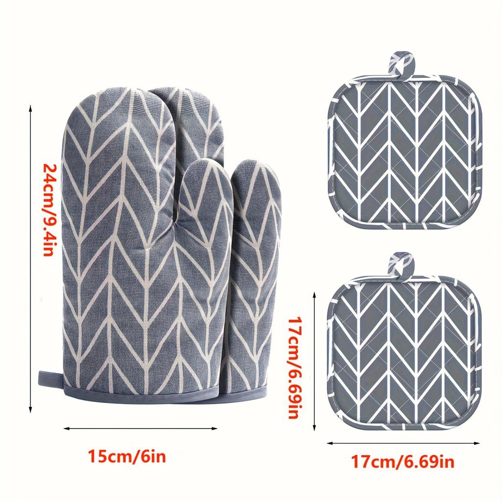 Набор из 4 предметов: кухонные прихватки и подставки под горячее, супертолстые кухонные удлиненные перчатки для духовки с высокой термостойкостью 500 градусов