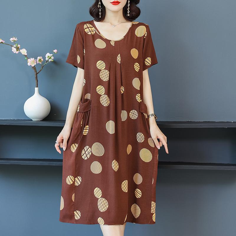 Летнее женское платье больших размеров, винтажное женское свободное платье с коротким рукавом и принтом, повседневные платья с цветочным принтом