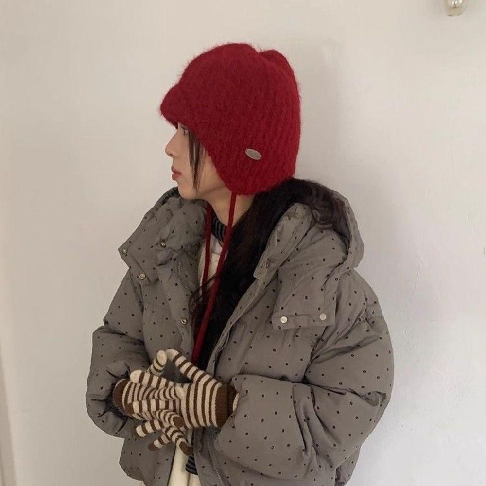 Rabbit Fur Earflap Hat Korean Style Ear Cap Fashion Knit Cap Autumn