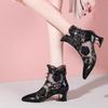 2025 Plus Size Women's Boots Lace Embroidery Ankle Sandal Boots Crystal Bow Tie Back Zip Stylish Retro Summer Footwear