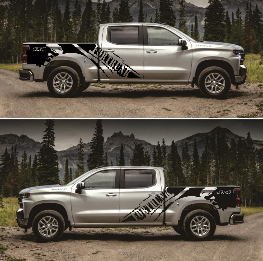 2x Black Car Side Body Decal Vinyl Sticker For 4X4 Off Road Truck
