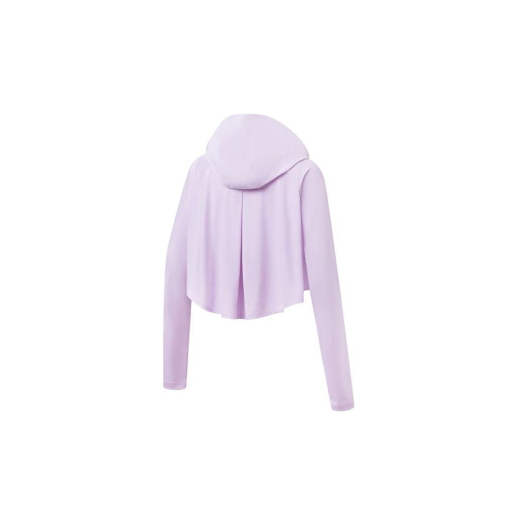 Li Ning Fitness Series UPF 50+ однотонная, легкая, влагоотводящая, с капюшоном, солнцезащитная куртка для женщин, светло-фиолетовая AWDT298-6
