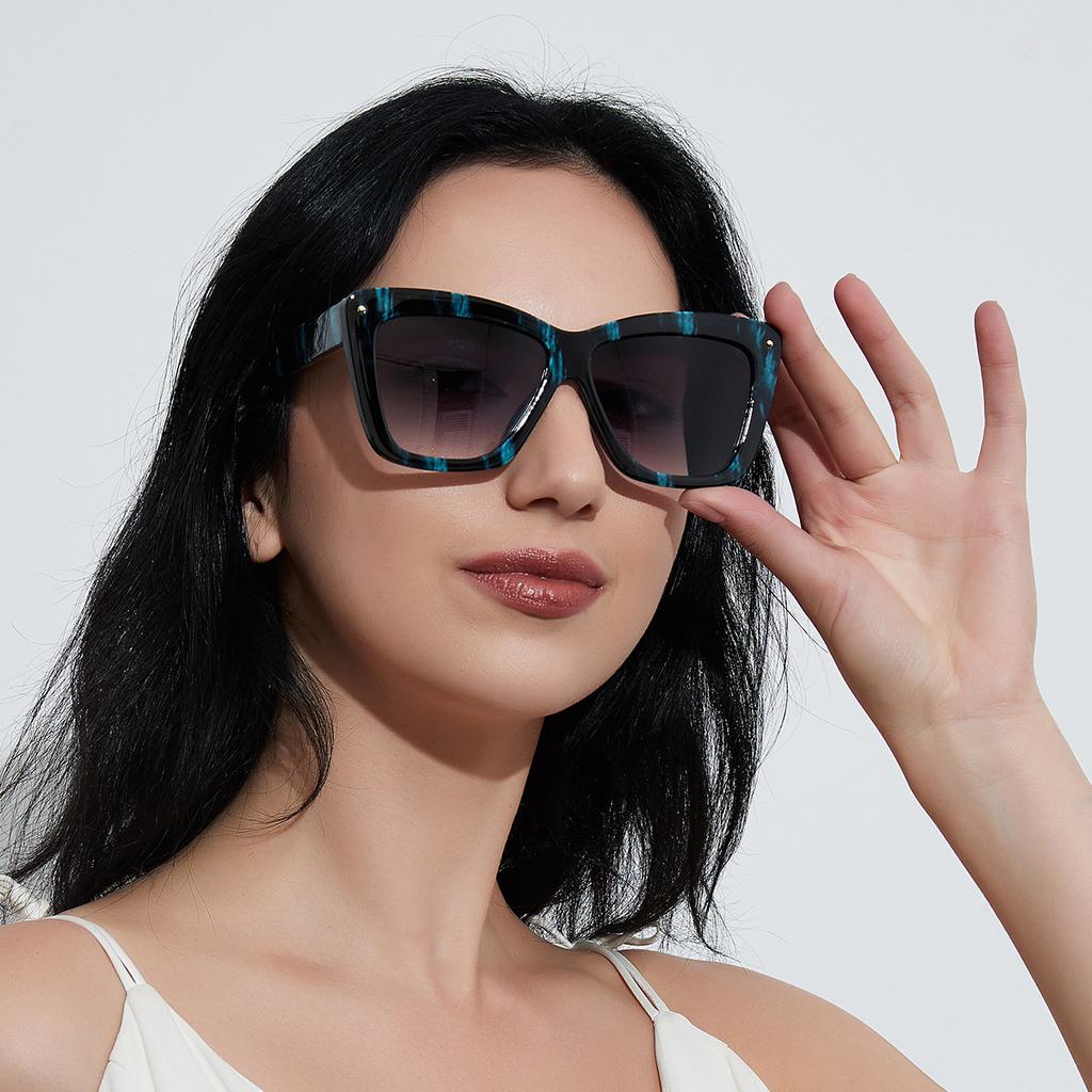 Очки с оверсайз оправой Мужские Кошачий глаз Закрывающие лицо Ретро Солнцезащитные очки Женские Летние Синие Черепаховый панцирь Сумка Цветочные Солнцезащитные очки Мужские