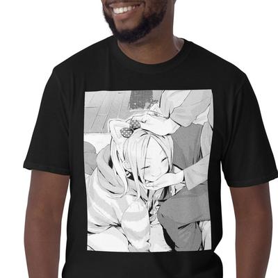 Милая аниме девушка-кошка, подруга, каваий, унисекс футболка с коротким рукавом