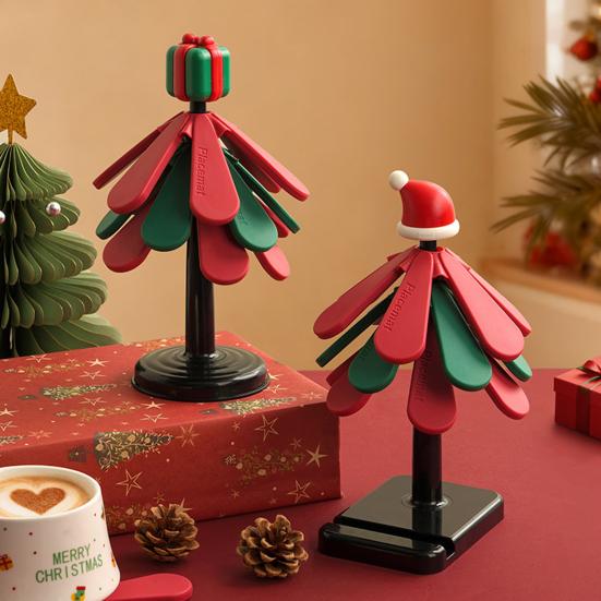 Christmas Tree Silicone Trivet Heat Resistant Pot Holder for Hot Pans Non-Slip Foldable Mat