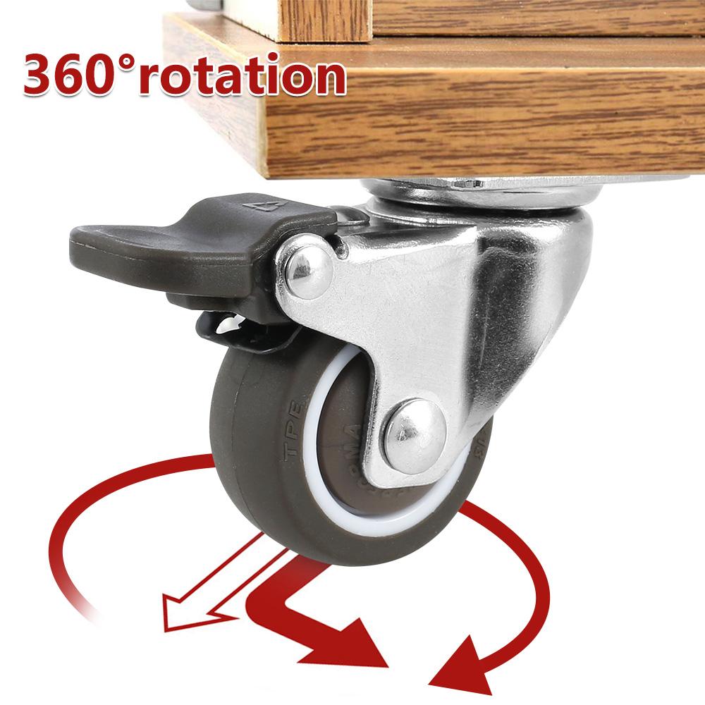 4 шт. Колеса для мебели, сверхпрочные колеса, бесшумные, устойчивые, поворотные, резиновые, вращающиеся, аксессуары для тележки