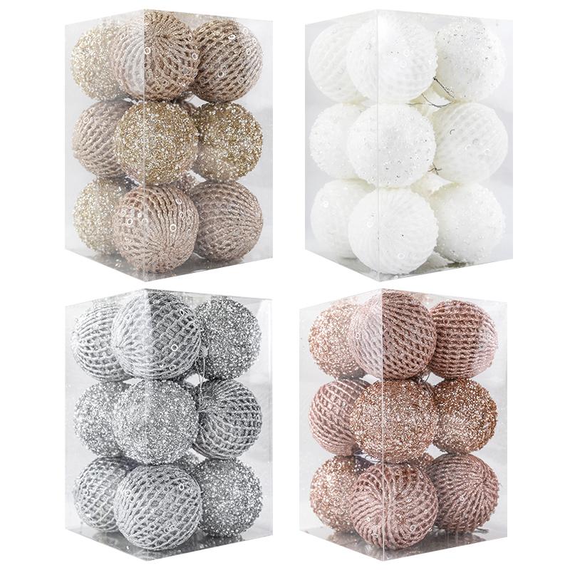 12 шт. 8 см елочные шары украшение большой блеск белый красный рождественская елка подвеска украшение для дома 2025 новогодний подарок