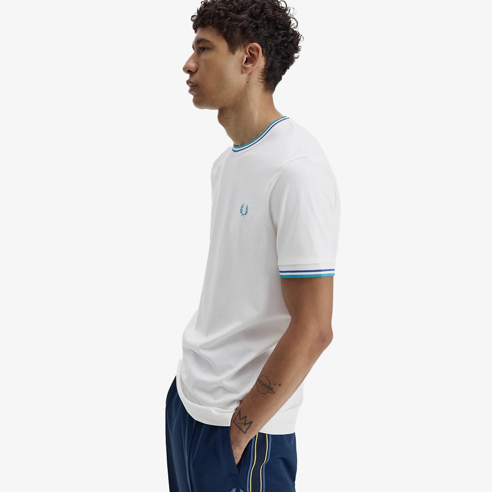 Fred Perry [Sharp] Футболка с двойным принтом - Белоснежный/Глубокий мятный/Сохо Затмение Afpm2611588-94A