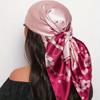 1pc Women's 90cm Square Scarf, Elegant Floral Pattern Print, New Fashion Bandana Suitable for Casual and Street Style Outfits