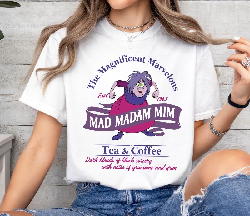 Сумасшедшая Мадам Мим Футболка Чай Кофе Меч в Камне Футболка land Семейные matching Футболки Walt World Футболка