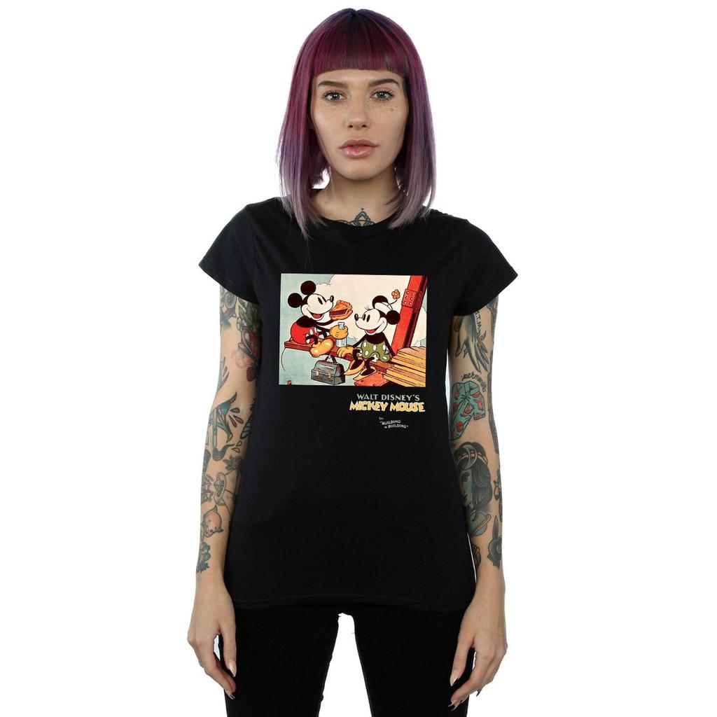 Disney Womens/Ladies Mickey Mouse Building A Building Cotton T-Shirt