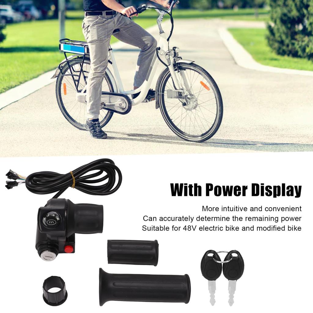 Ручка газа для электровелосипеда, 4 индикатора, полуповоротная, ручки газа с ключами для модифицированного велосипеда 48 В, интерфейс SM