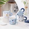 Cartoon Ceramic Cup Rabbit Bear Imitation Line Puppy Cup with Lid Mug High Looking Couple Water Cup
