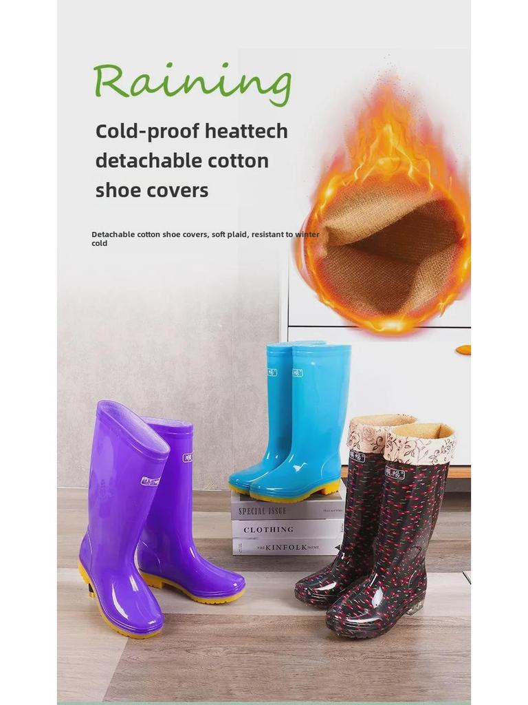 Женские водонепроницаемые нескользящие высокие сапоги из коровьей кожи в горошек для работы на кухне, 2025 г.