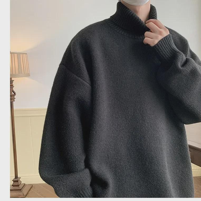 Men's Retro Turtleneck Sweater: Stylish, Thick, Loose-Fit, Knitted, Youthful Autumn/Winter Bottoming Jacket
