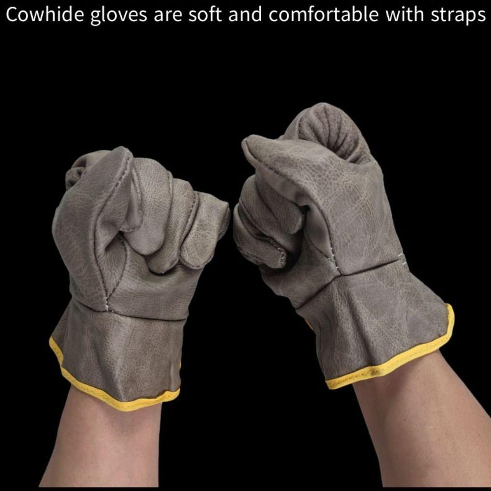 Кожаные термостойкие перчатки, огнестойкие рабочие безопасные перчатки, прочные сварочные перчатки на рабочем месте