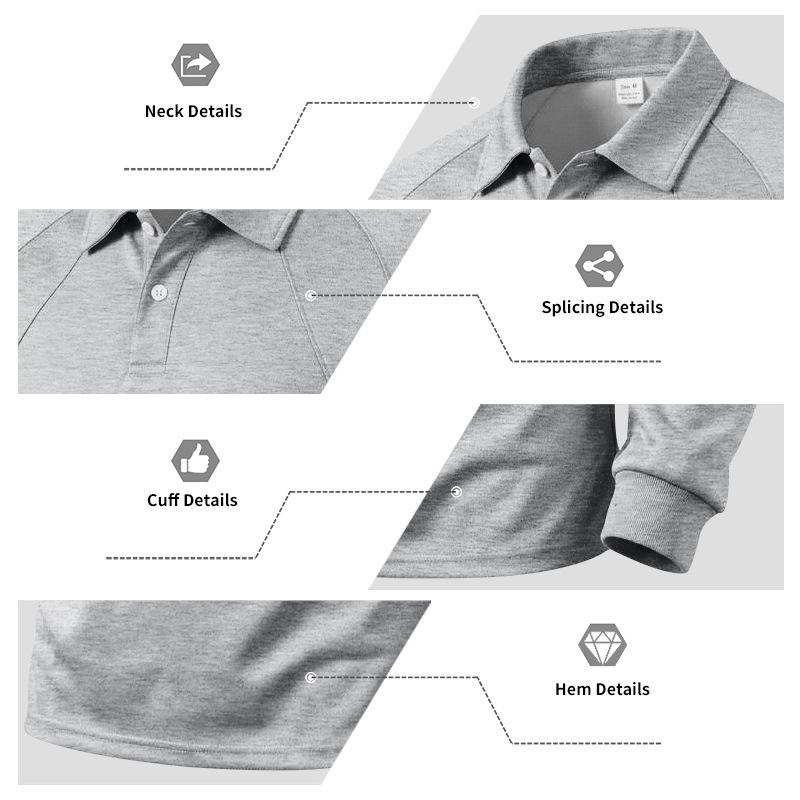 Men S Solid Color Casual Raglan Sleeve Long Sleeve Polo Shirt