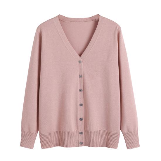Women Sweater Coat Solid Color Single-breasted Buttons Long Sleeves Casual Cardigan Soft V Neck Casual Autumn Jacket for Daily Wear